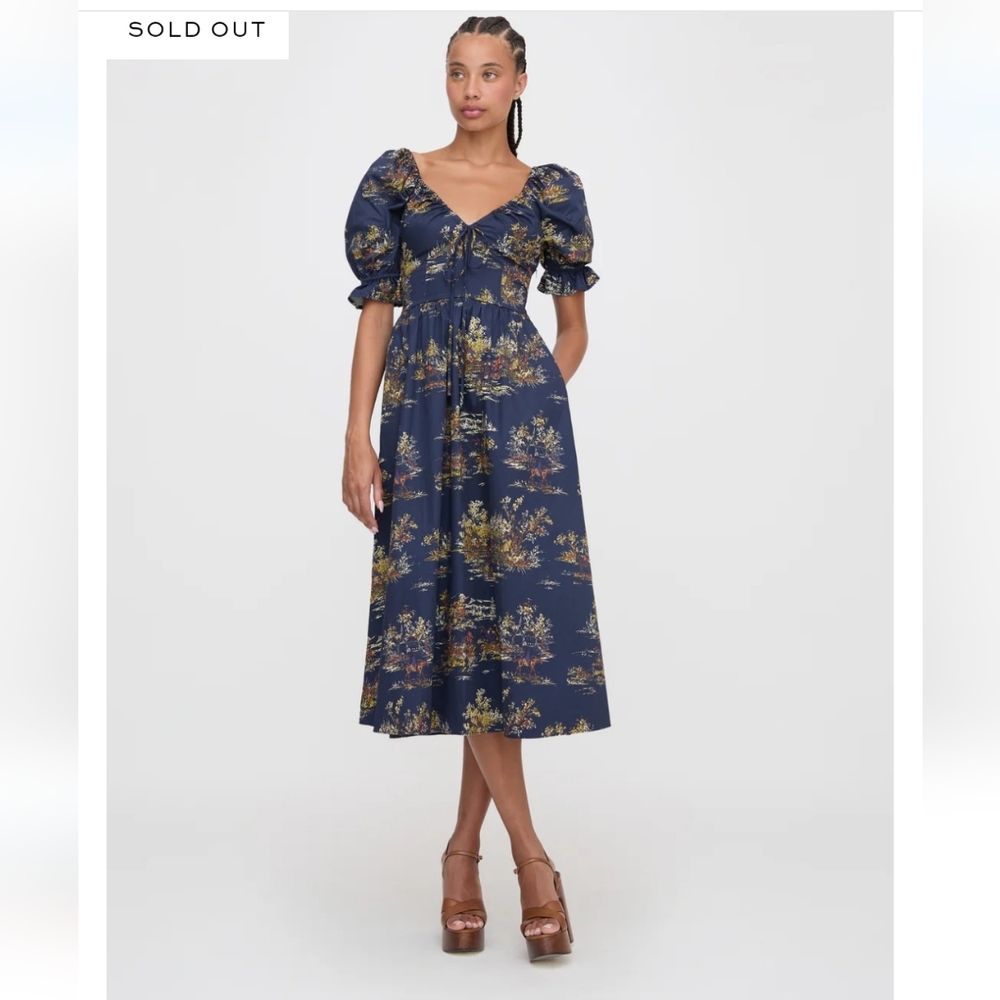 Hill House Ophelia Navy Equestrian Toile dress NWT XS